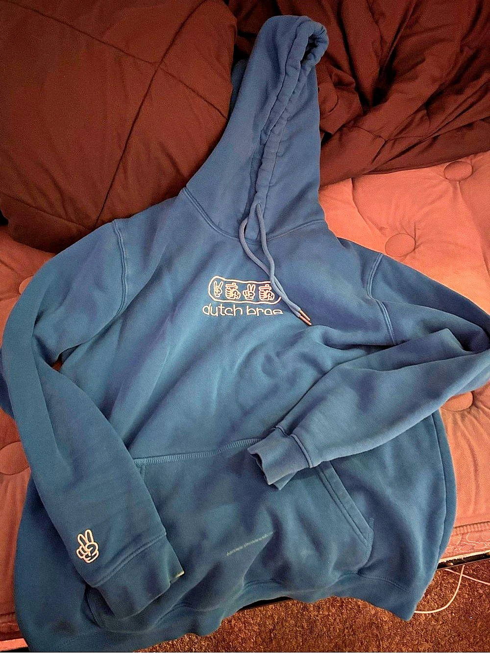Dutch Bros Pullover Hoodie in Blue Size Large